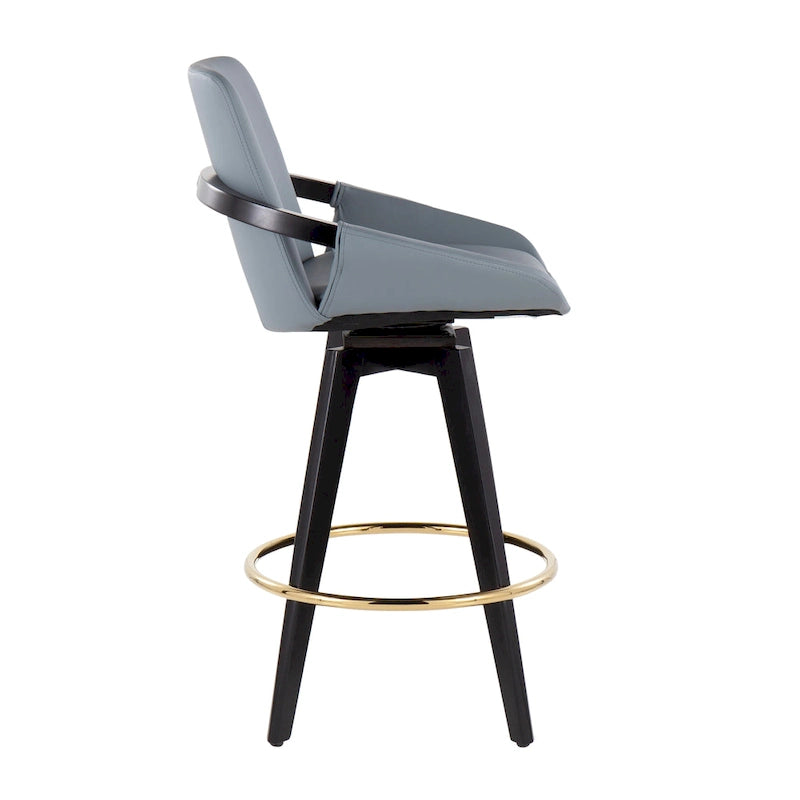 Tabouret de comptoir à hauteur fixe Pugo de Carson Carrington avec piètement en bois noir (lot de 2)