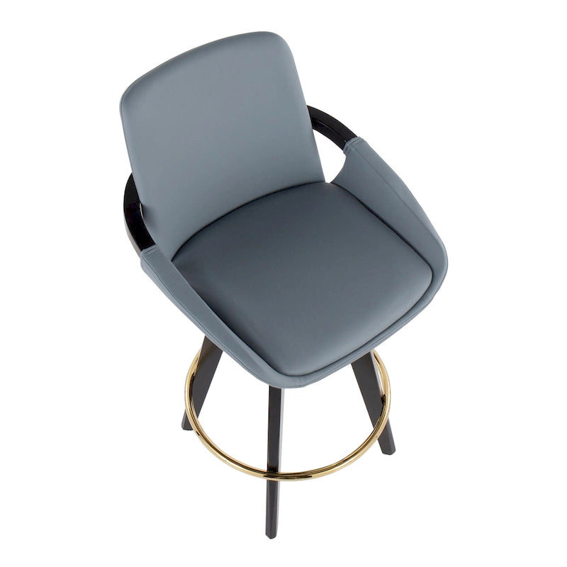 Tabouret de comptoir à hauteur fixe Pugo de Carson Carrington avec piètement en bois noir (lot de 2)