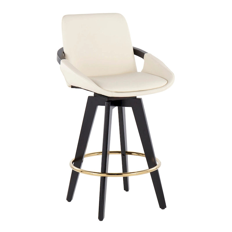 Tabouret de comptoir à hauteur fixe Pugo de Carson Carrington avec piètement en bois noir (lot de 2)