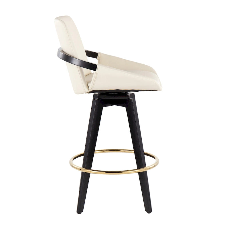 Tabouret de comptoir à hauteur fixe Pugo de Carson Carrington avec piètement en bois noir (lot de 2)