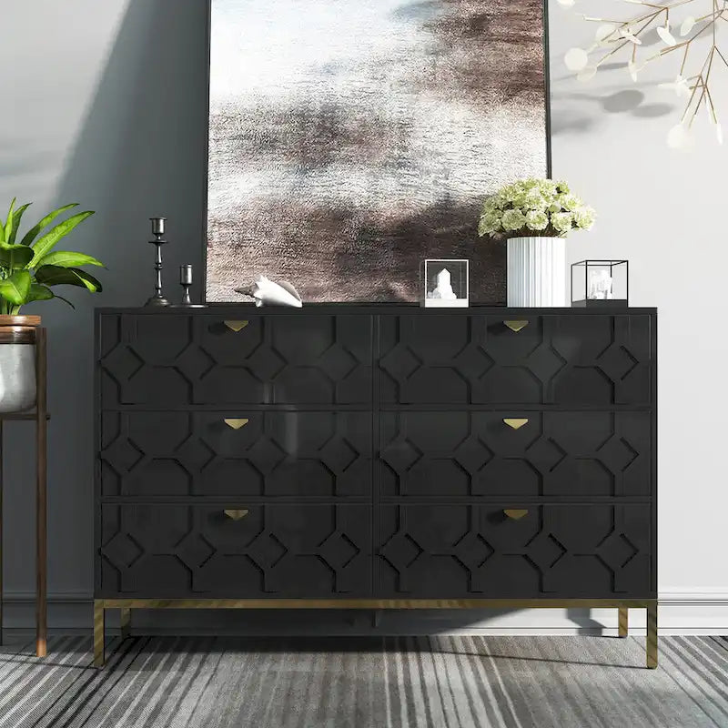 Clihome Commode Double à 6 Tiroirs en Bois pour Chambre à Coucher