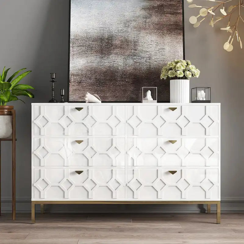 Clihome Commode Double à 6 Tiroirs en Bois pour Chambre à Coucher