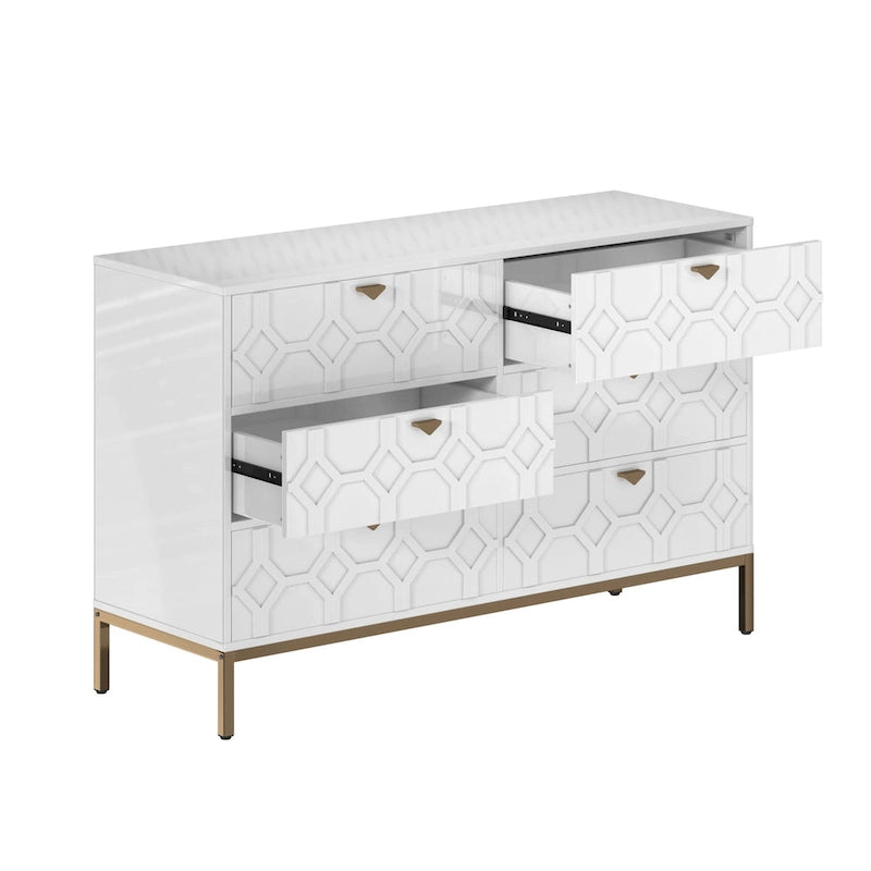 Clihome Commode Double à 6 Tiroirs en Bois pour Chambre à Coucher