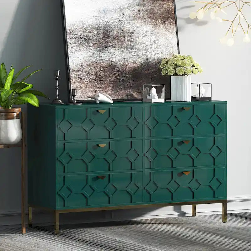 Clihome Commode Double à 6 Tiroirs en Bois pour Chambre à Coucher