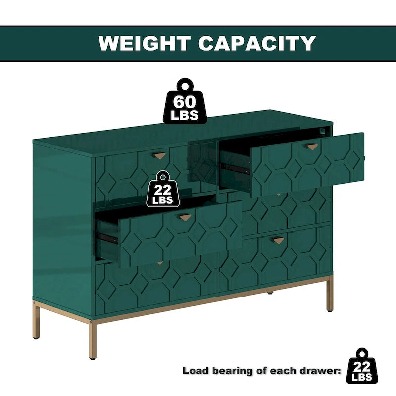 Clihome Commode Double à 6 Tiroirs en Bois pour Chambre à Coucher