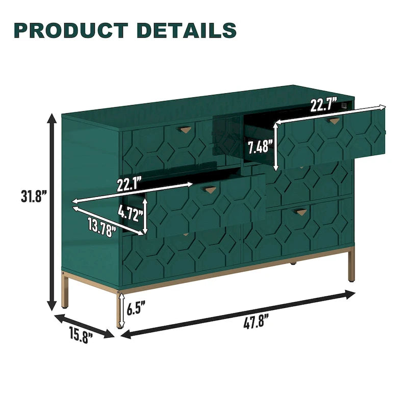 Clihome Commode Double à 6 Tiroirs en Bois pour Chambre à Coucher