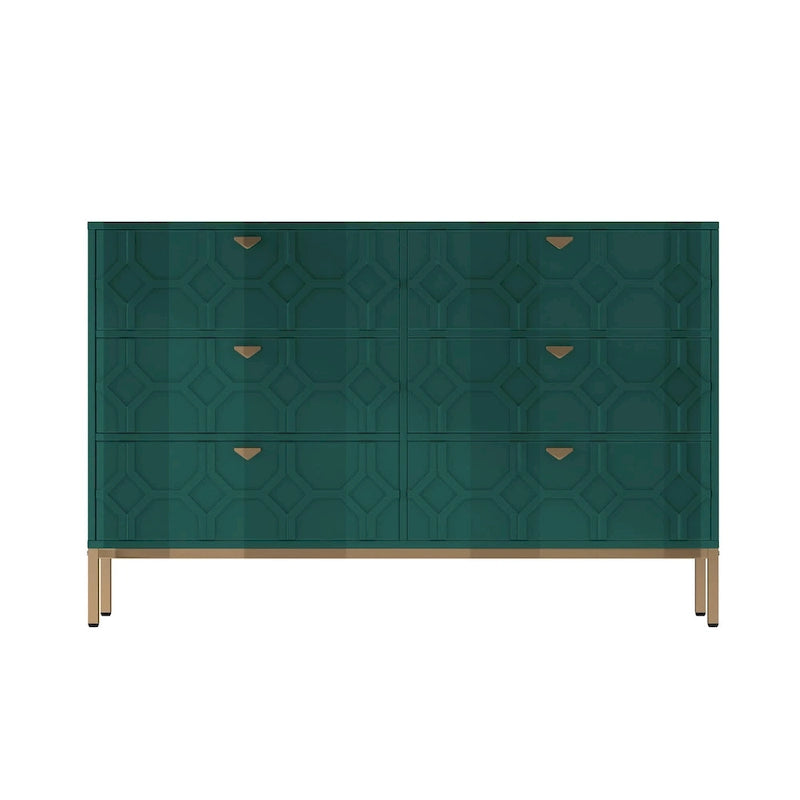 Clihome Commode Double à 6 Tiroirs en Bois pour Chambre à Coucher