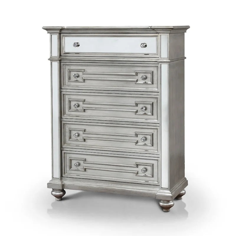 Commode à 5 tiroirs en bois massif Champagne Glam Eaen par Furniture of America