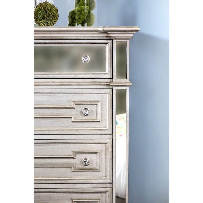 Commode à 5 tiroirs en bois massif Champagne Glam Eaen par Furniture of America