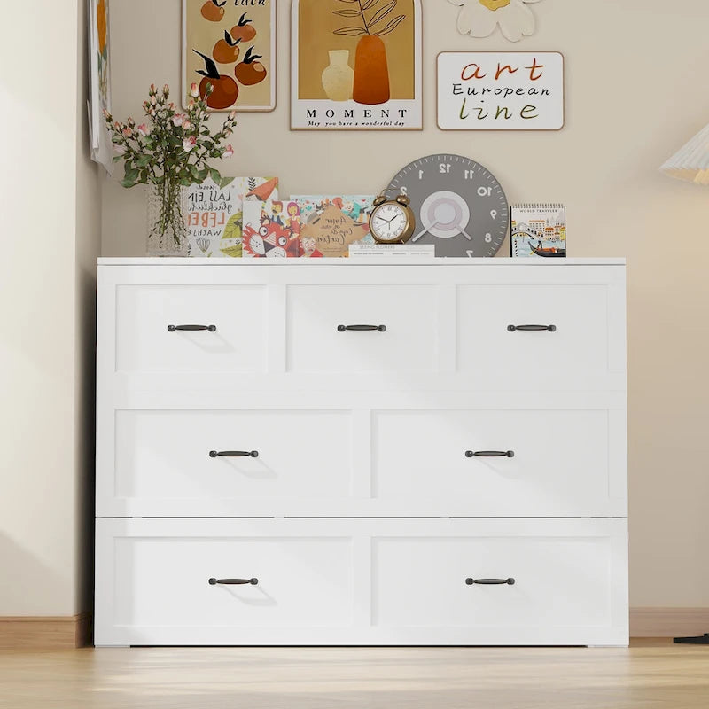 Armoire-lit moderne en bois blanc, commode et armoire 2-en-1