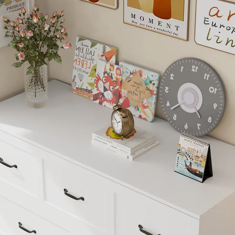 Armoire-lit moderne en bois blanc, commode et armoire 2-en-1