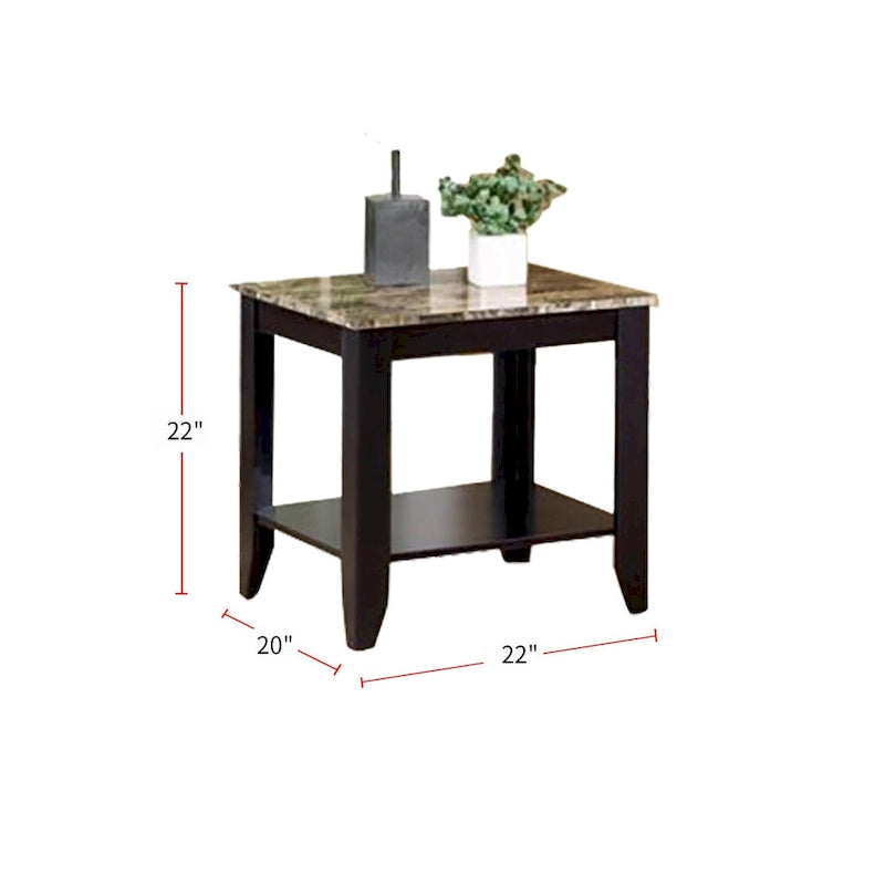 Ensemble de 3 tables avec plateau en marbre, noyer