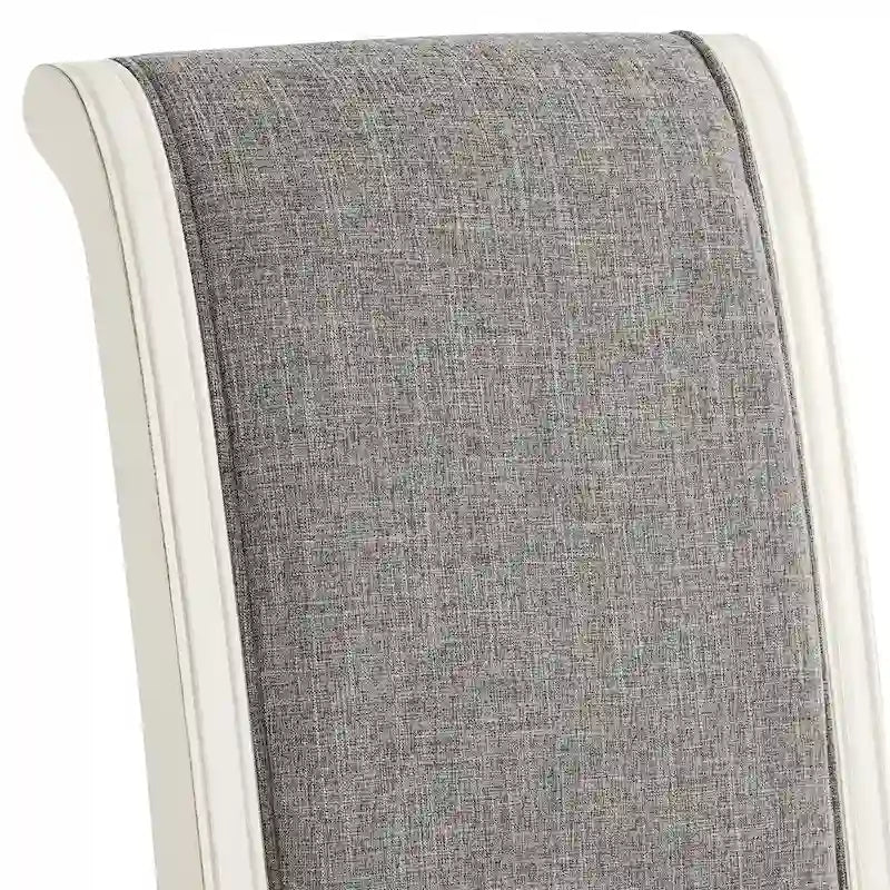 Roundhill Furniture Belleza, chaises de salle à manger capitonnées en bois massif, fini blanc antique, ensemble de 2