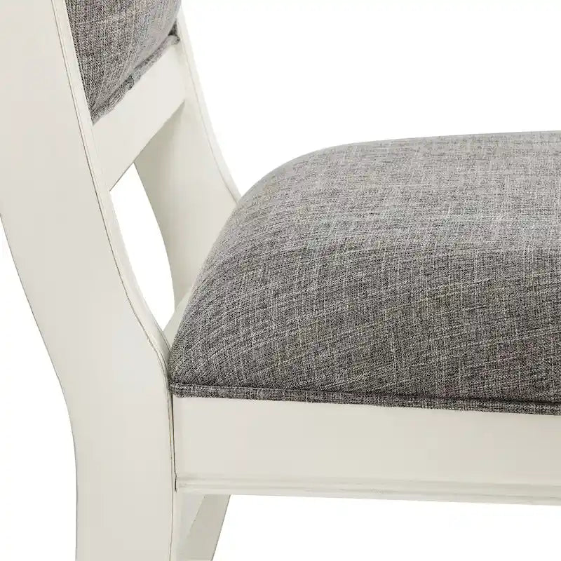 Roundhill Furniture Belleza, chaises de salle à manger capitonnées en bois massif, fini blanc antique, ensemble de 2