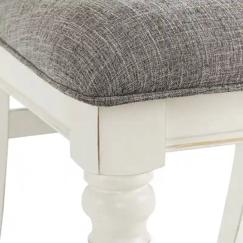 Roundhill Furniture Belleza, chaises de salle à manger capitonnées en bois massif, fini blanc antique, ensemble de 2