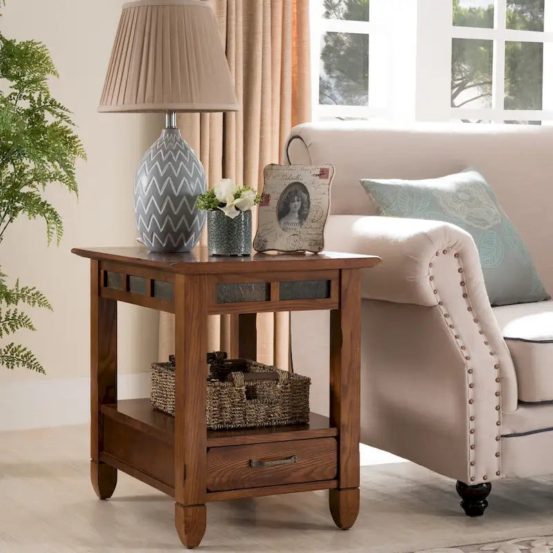 Table d'appoint en chêne rustique