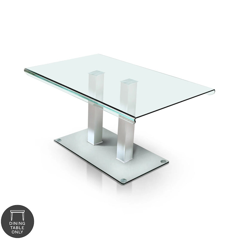 Table à manger Maza de 59 pouces en métal argenté et verre par Furniture of America