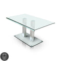 Table à manger Maza de 59 pouces en métal argenté et verre par Furniture of America