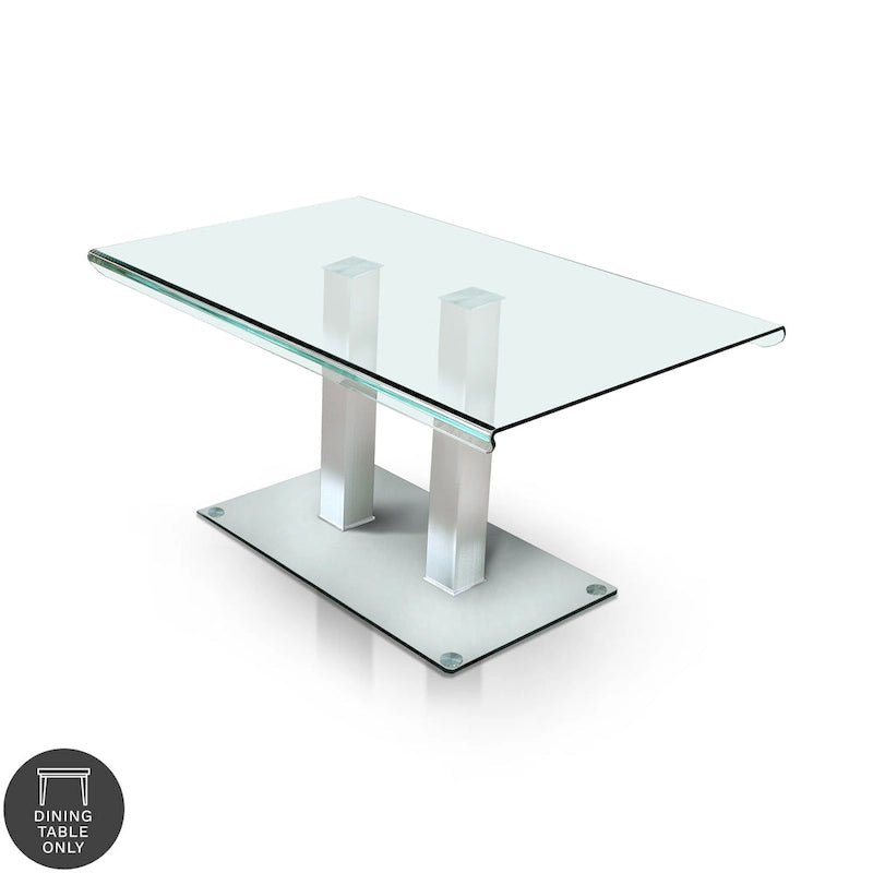 Table à manger Maza de 59 pouces en métal argenté et verre par Furniture of America