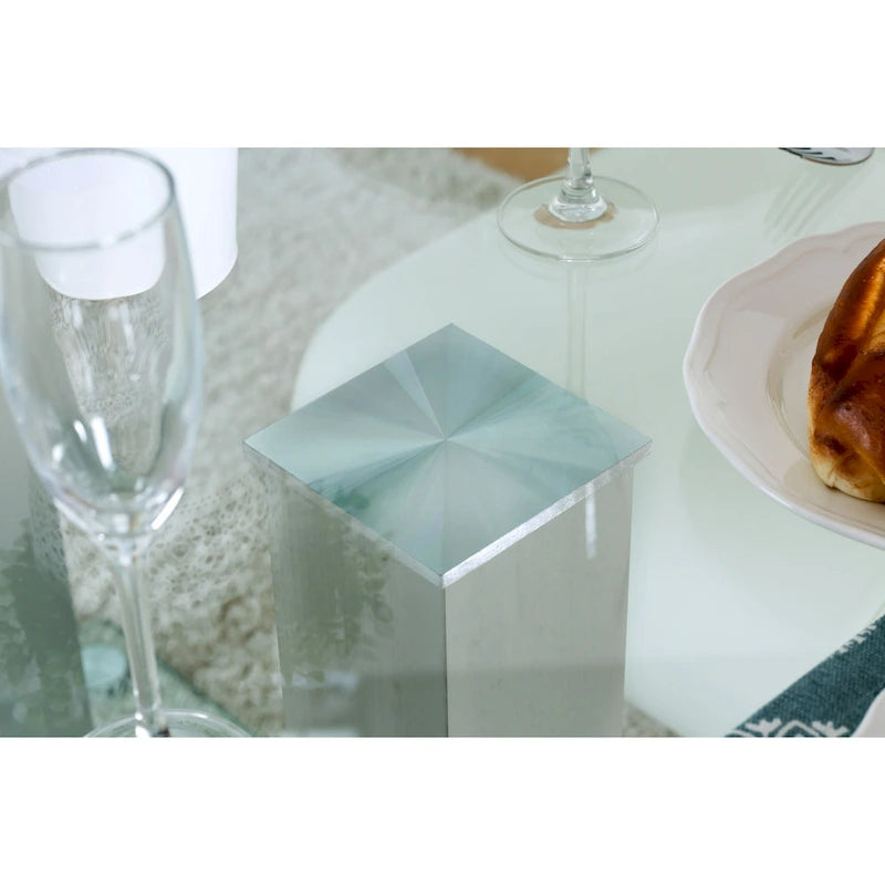 Table à manger Maza de 59 pouces en métal argenté et verre par Furniture of America