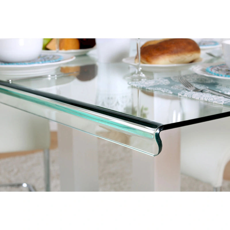 Table à manger Maza de 59 pouces en métal argenté et verre par Furniture of America