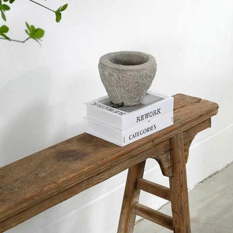 Banc à nouilles vintage Artissance avec panneau avant, finition bois naturel vieilli (la taille et la finition varient) - 57L x 6,2l x 22H