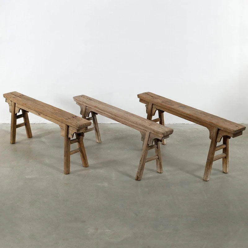 Banc à nouilles vintage Artissance avec panneau avant, finition bois naturel vieilli (la taille et la finition varient) - 57L x 6,2l x 22H