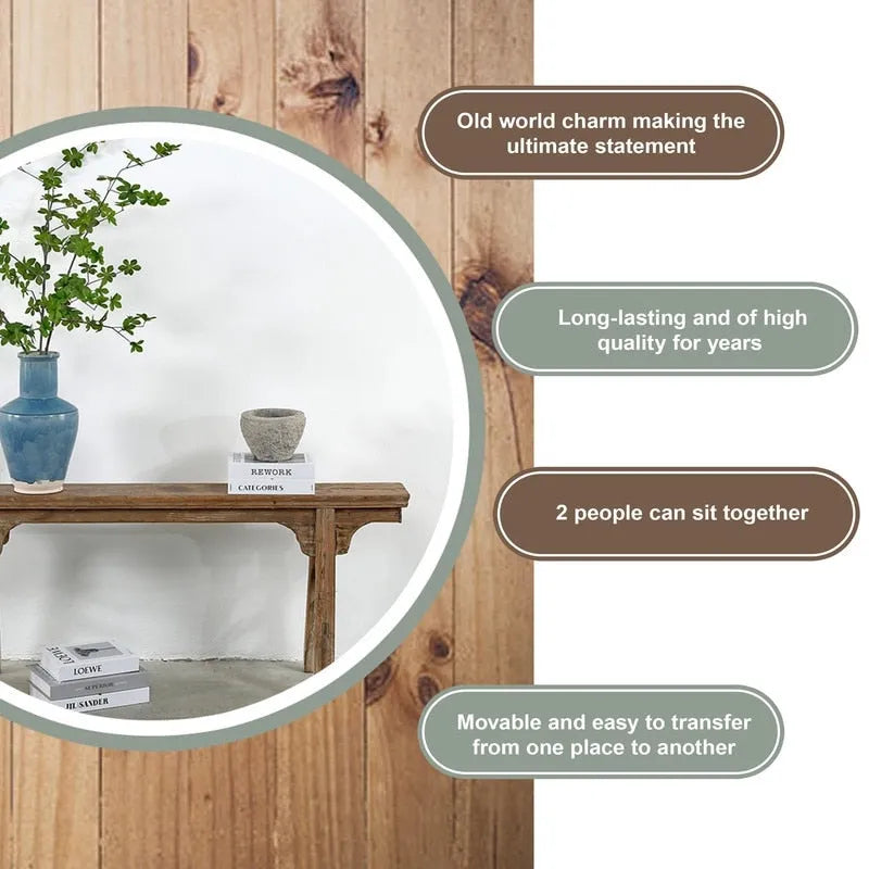 Banc à nouilles vintage Artissance avec panneau avant, finition bois naturel vieilli (la taille et la finition varient) - 57L x 6,2l x 22H