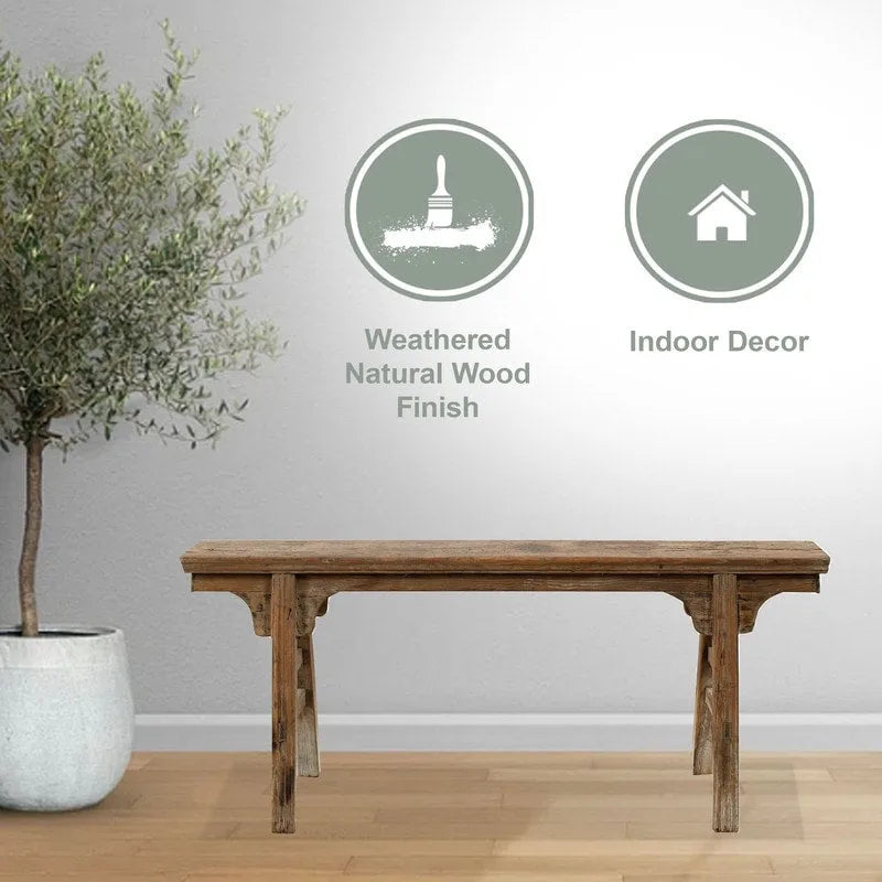 Banc à nouilles vintage Artissance avec panneau avant, finition bois naturel vieilli (la taille et la finition varient) - 57L x 6,2l x 22H