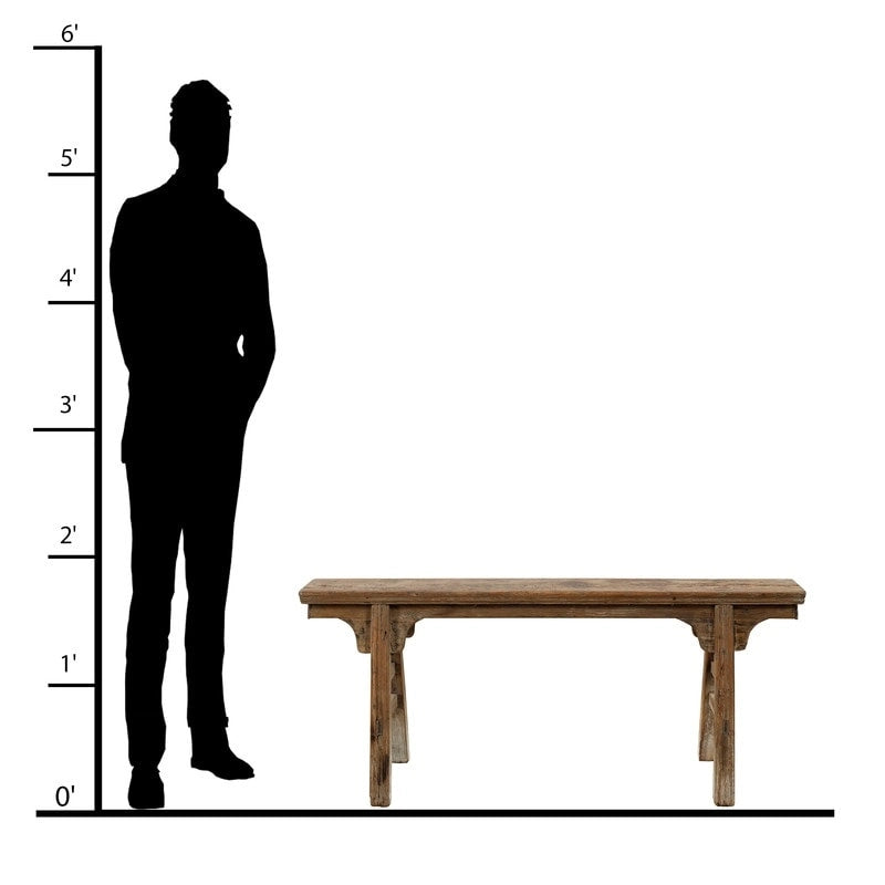 Banc à nouilles vintage Artissance avec panneau avant, finition bois naturel vieilli (la taille et la finition varient) - 57L x 6,2l x 22H