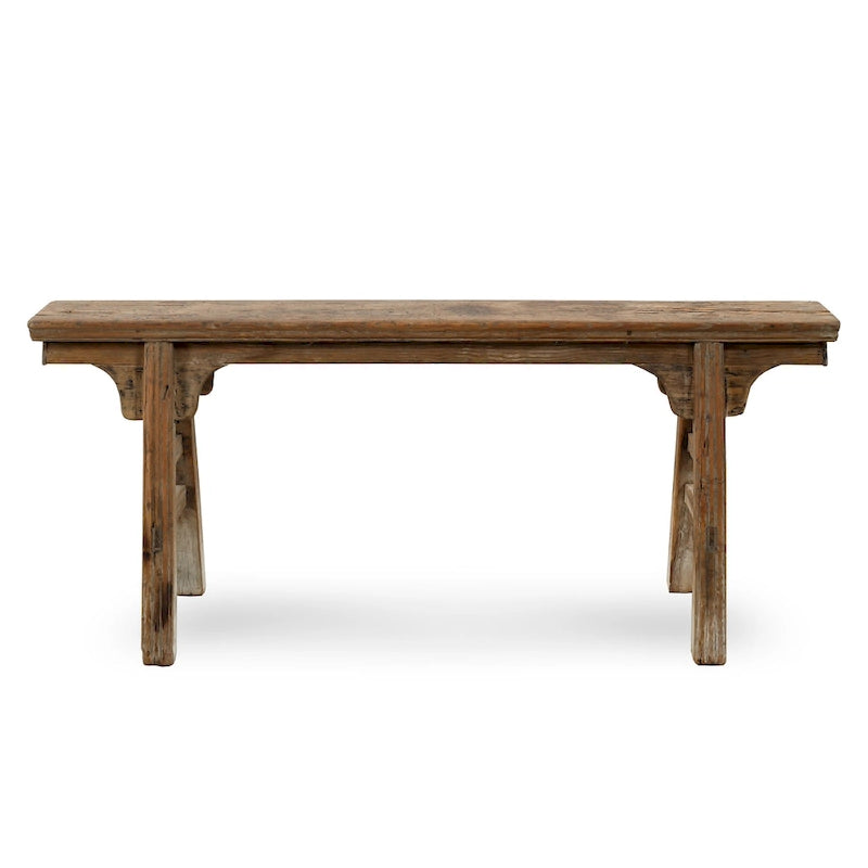 Banc à nouilles vintage Artissance avec panneau avant, finition bois naturel vieilli (la taille et la finition varient) - 57L x 6,2l x 22H