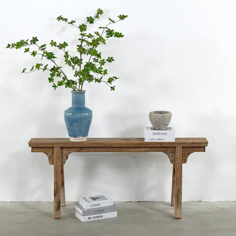 Banc à nouilles vintage Artissance avec panneau avant, finition bois naturel vieilli (la taille et la finition varient) - 57L x 6,2l x 22H