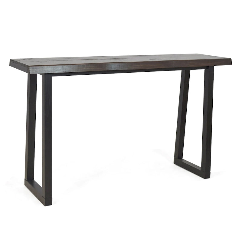 Steve Silver Joliet Live Edge Distressed Cherry and Ebony Console Bar Table