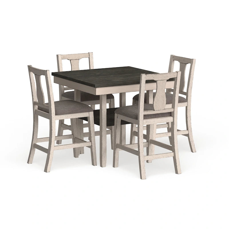 Ensemble de salle à manger 5 pièces Merichleri en bois blanc antique hauteur comptoir par Copper Grove