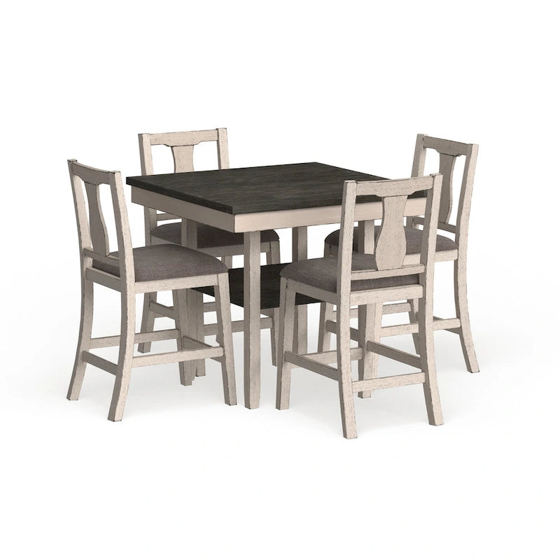 Ensemble de salle à manger 5 pièces Merichleri en bois blanc antique hauteur comptoir par Copper Grove