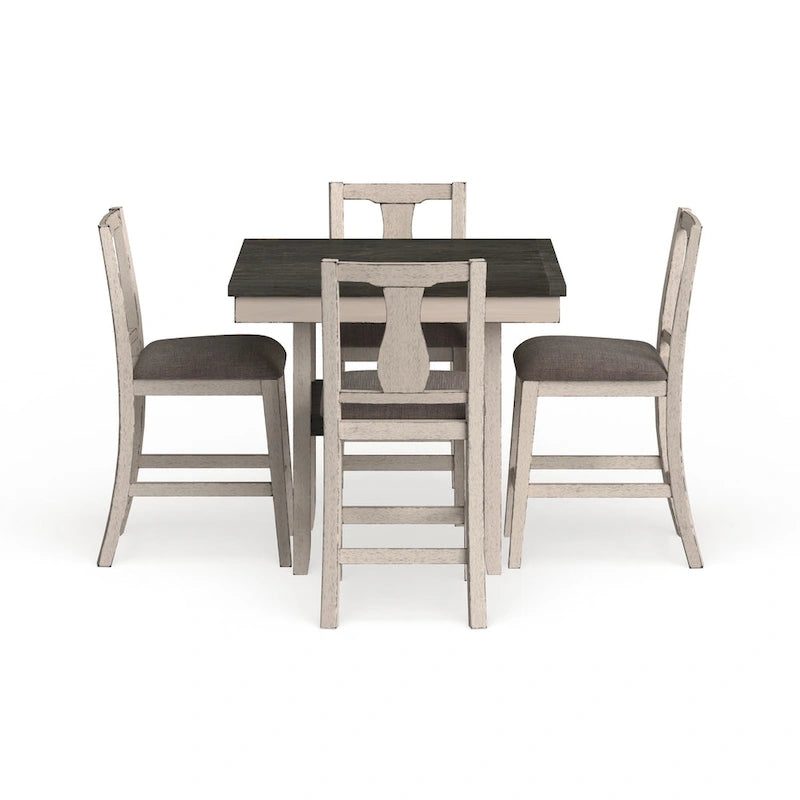 Ensemble de salle à manger 5 pièces Merichleri en bois blanc antique hauteur comptoir par Copper Grove