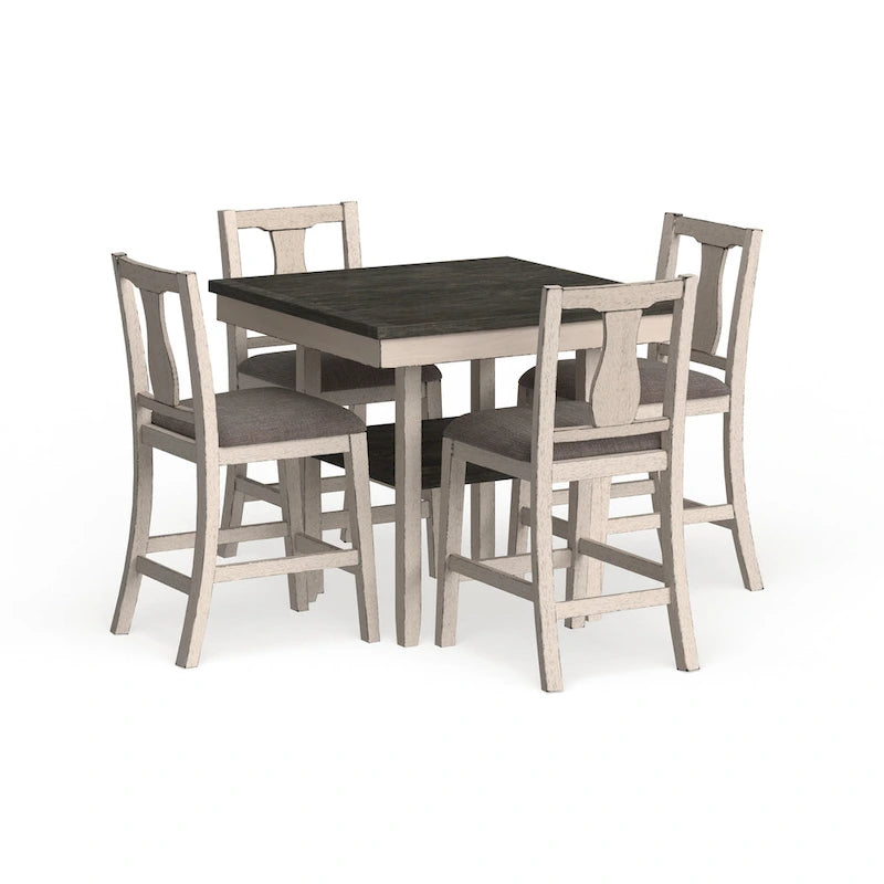 Ensemble de salle à manger 5 pièces Merichleri en bois blanc antique hauteur comptoir par Copper Grove