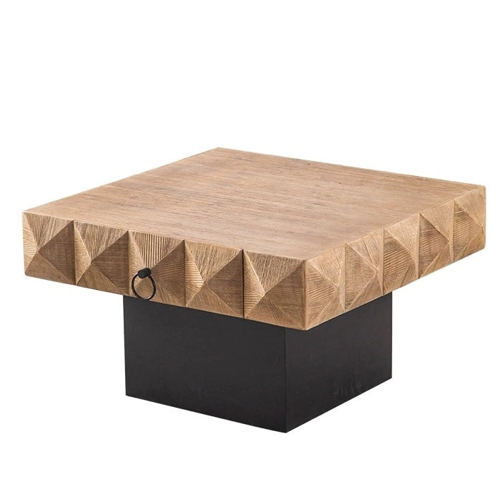 Table basse carrée rétro avec motif tridimensionnel en relief