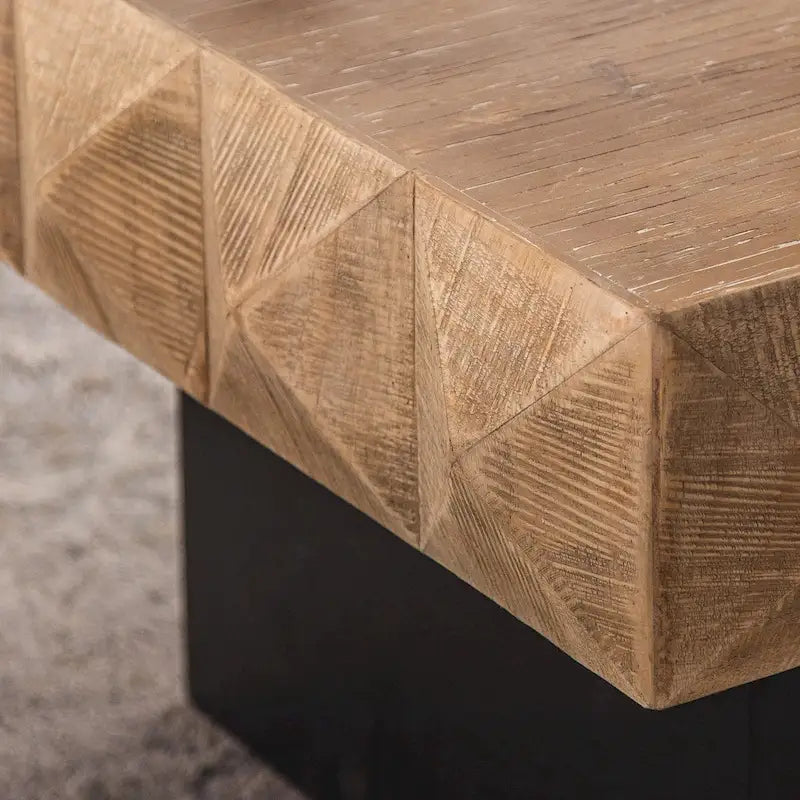 Table basse carrée rétro avec motif tridimensionnel en relief