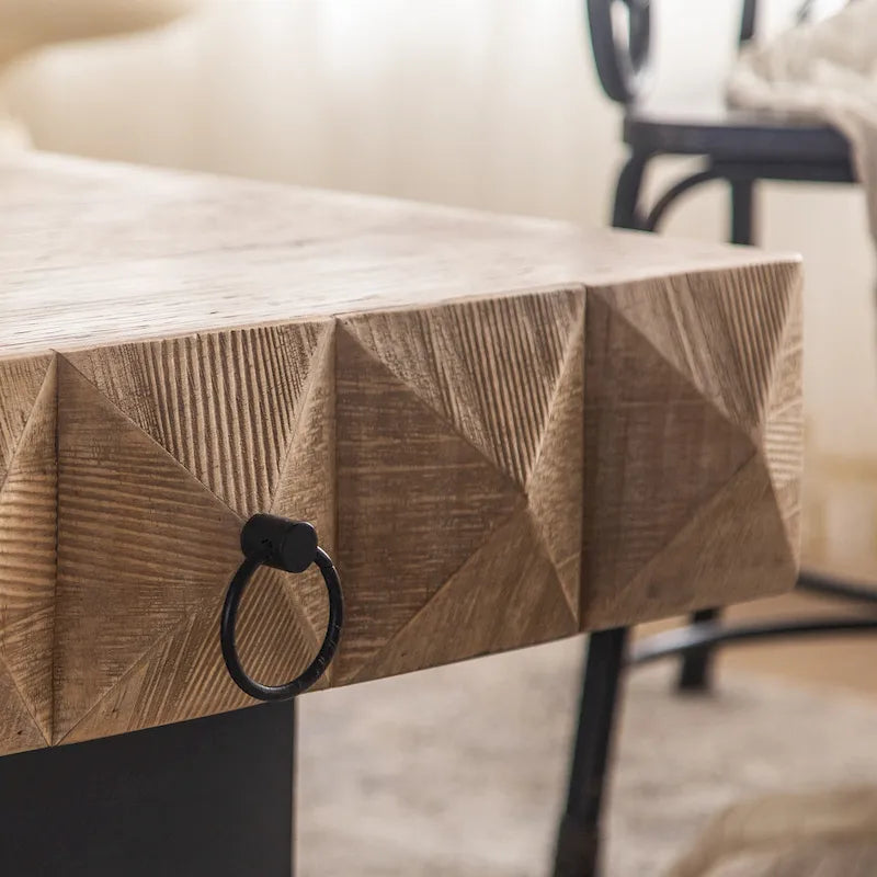 Table basse carrée rétro avec motif tridimensionnel en relief