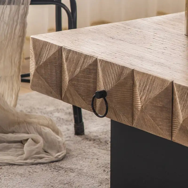 Table basse carrée rétro avec motif tridimensionnel en relief