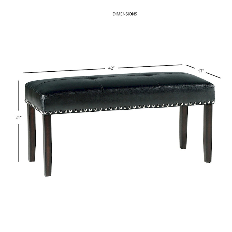 Banc de salle à manger en similicuir Winlock de Steve Silver avec clous,