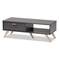Table basse Kelson en bois gris foncé et doré