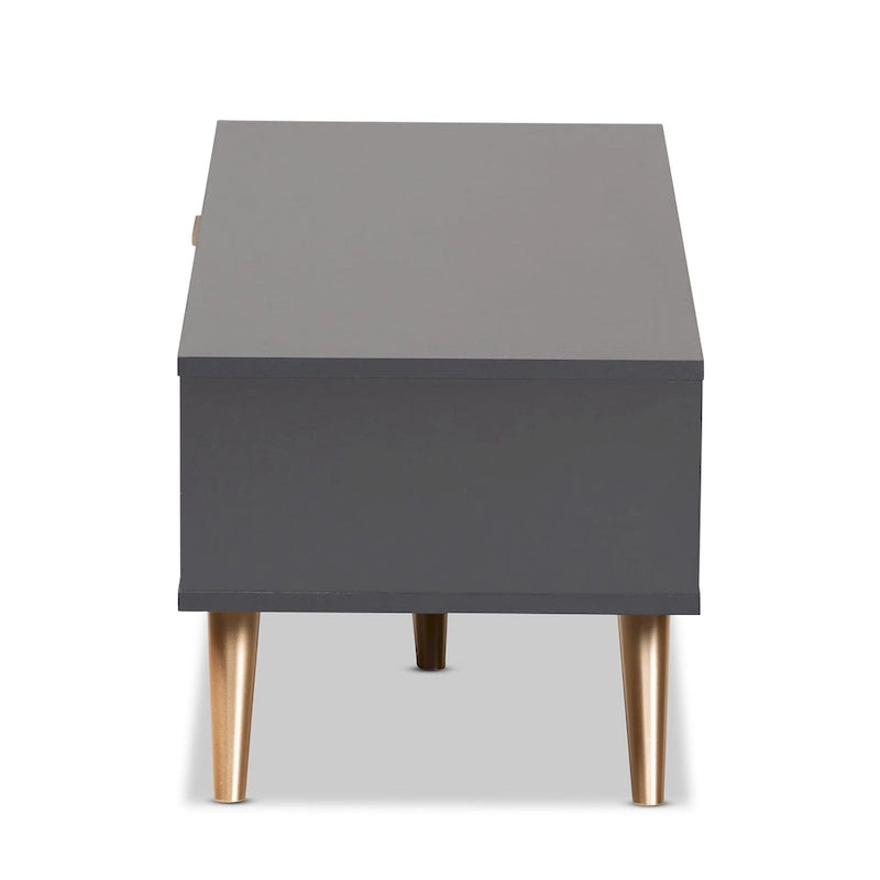 Table basse Kelson en bois gris foncé et doré