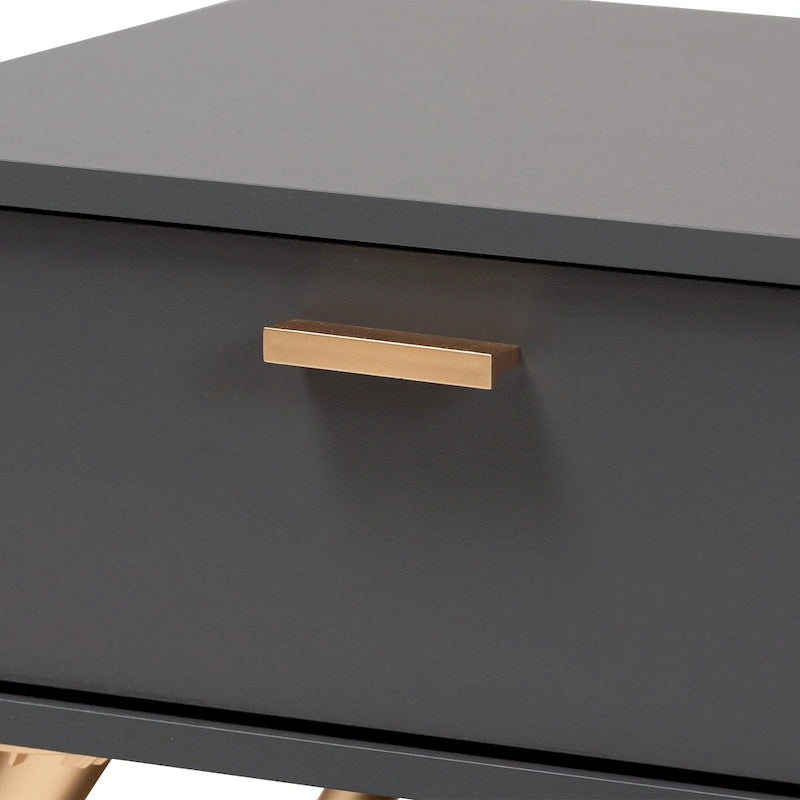 Table basse Kelson en bois gris foncé et doré