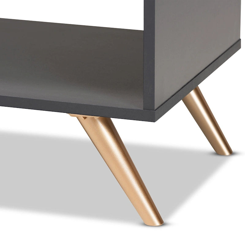 Table basse Kelson en bois gris foncé et doré