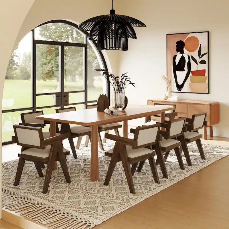 Table à manger rectangulaire Modrest Rhea moderne 87 en acacia naturel - Beige