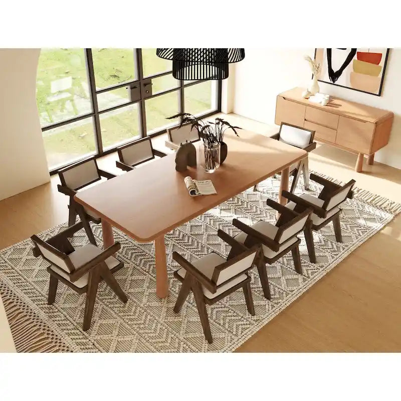 Table à manger rectangulaire Modrest Rhea moderne 87 en acacia naturel - Beige