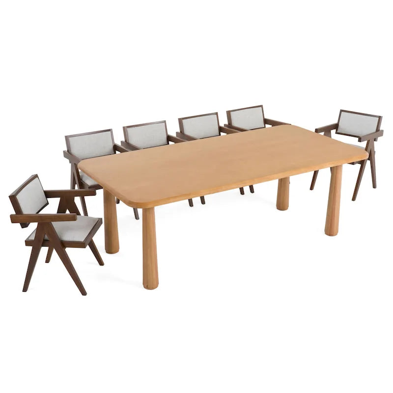 Table à manger rectangulaire Modrest Rhea moderne 87 en acacia naturel - Beige