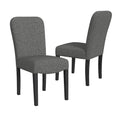 Chaise de salle à manger HomePop rembourrée à dossier arrondi – Tissu noir (lot de 2)